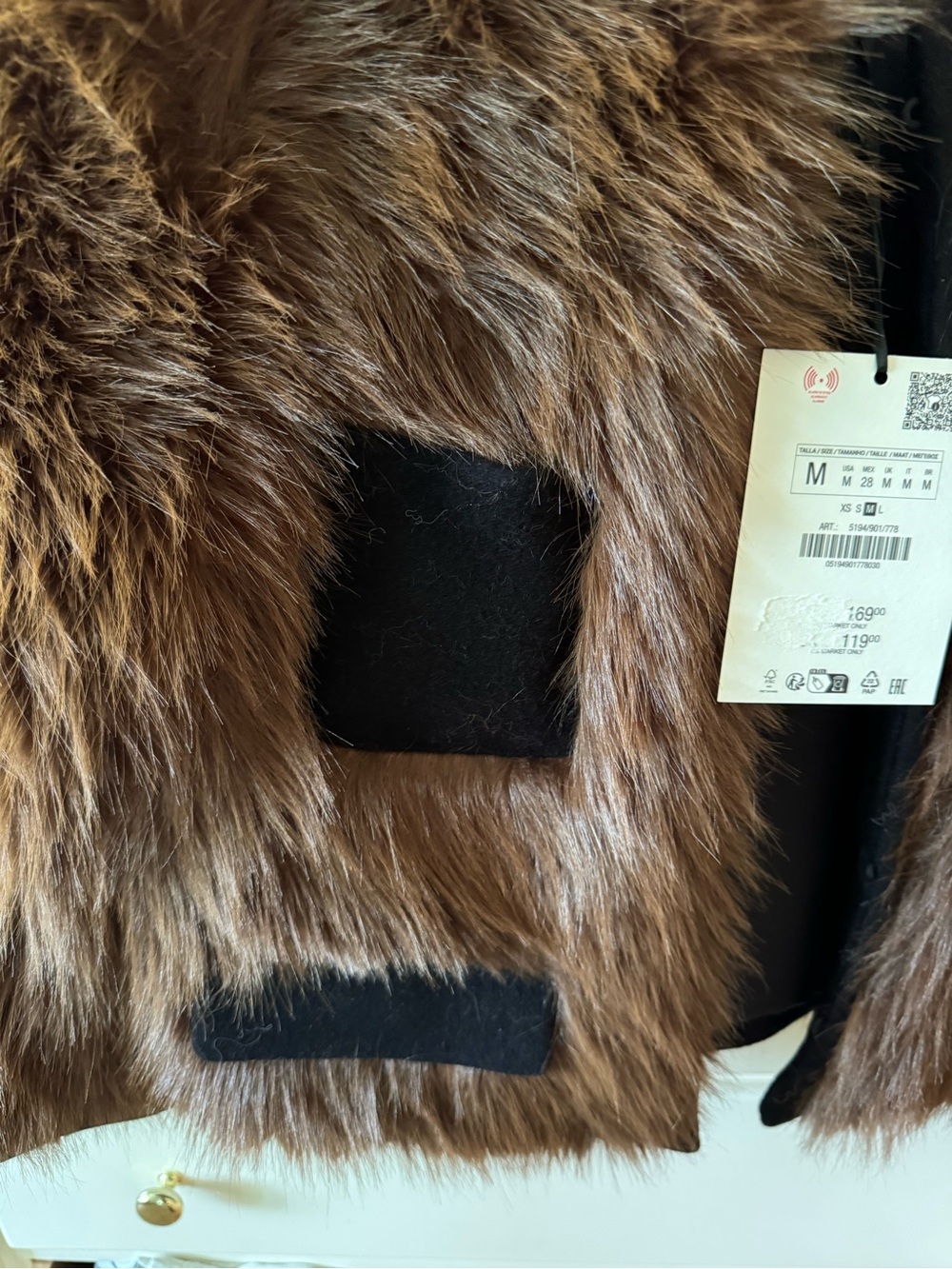 Zara Chestnut Brown Faux Fur Trim Jacket - Picture 3 of 4